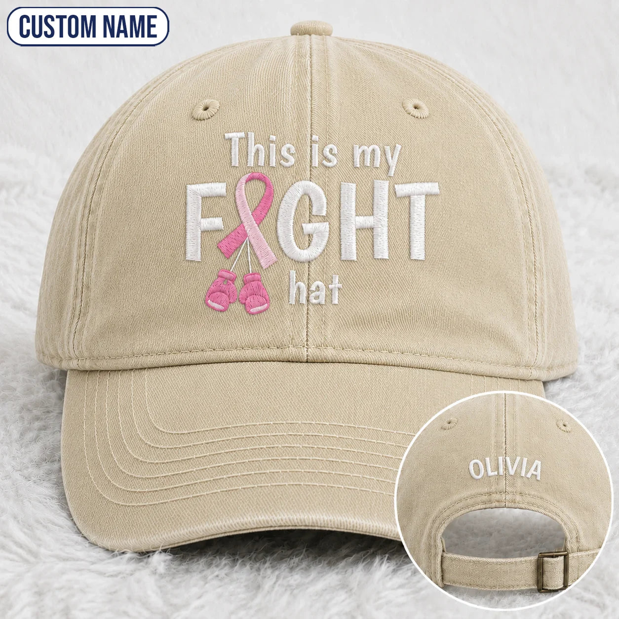 Personalized This Is My Fight Hat Pink Ribbon Embroidered Washed Cap, Awareness Gift