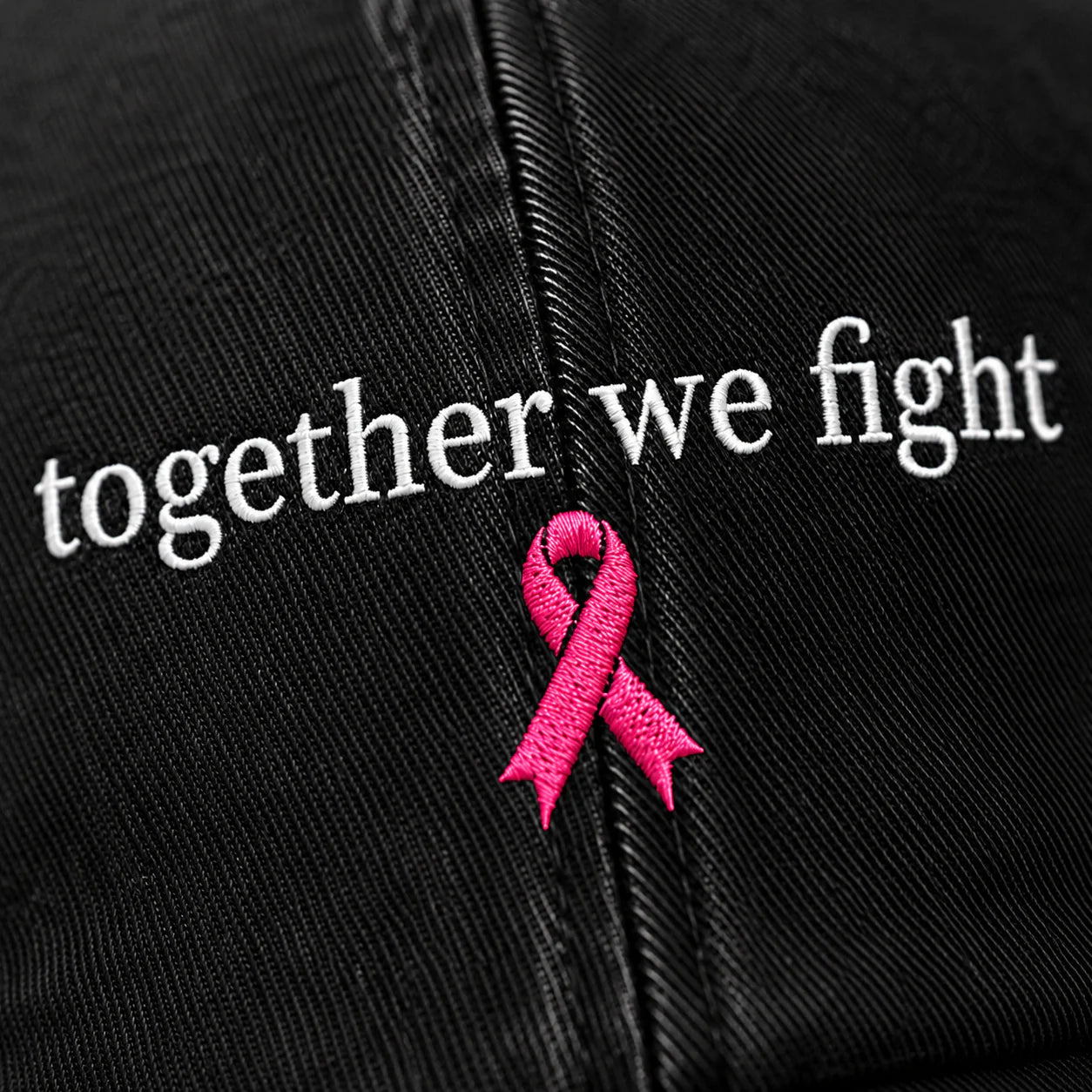 Personalized Together We Fight Pink Ribbon Embroidered Washed Cap, Awareness Gift