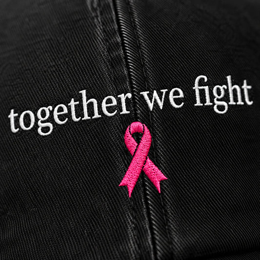Personalized Together We Fight Pink Ribbon Embroidered Washed Cap, Awareness Gift