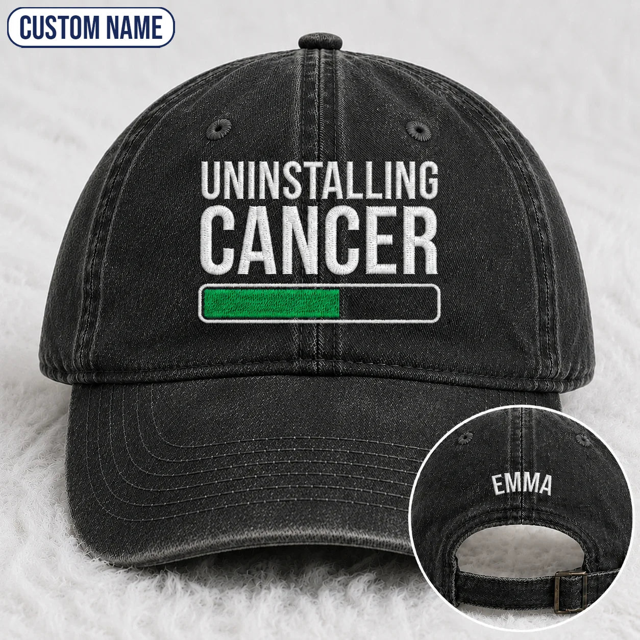 Personalized Uninstalling Progress Embroidered Washed Cap, Awareness Gift