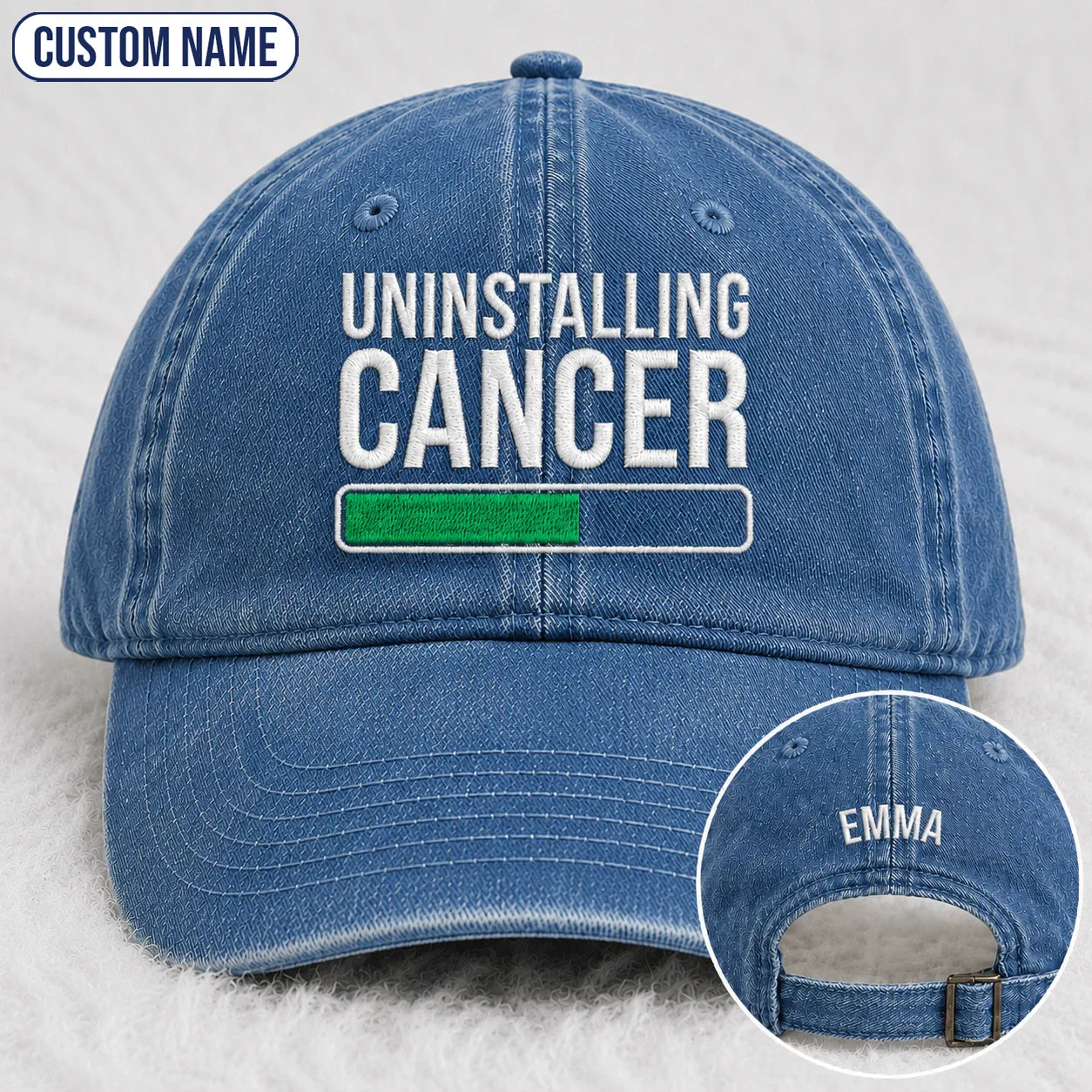 Personalized Uninstalling Progress Embroidered Washed Cap, Awareness Gift