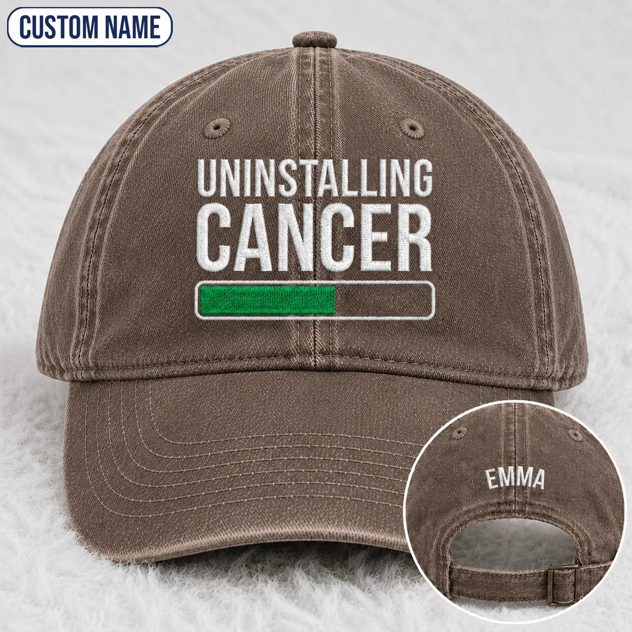 Personalized Uninstalling Progress Embroidered Washed Cap, Awareness Gift
