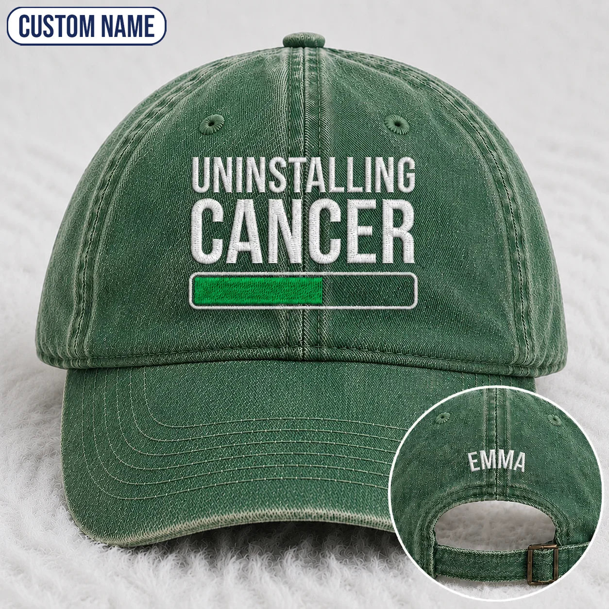 Personalized Uninstalling Progress Embroidered Washed Cap, Awareness Gift