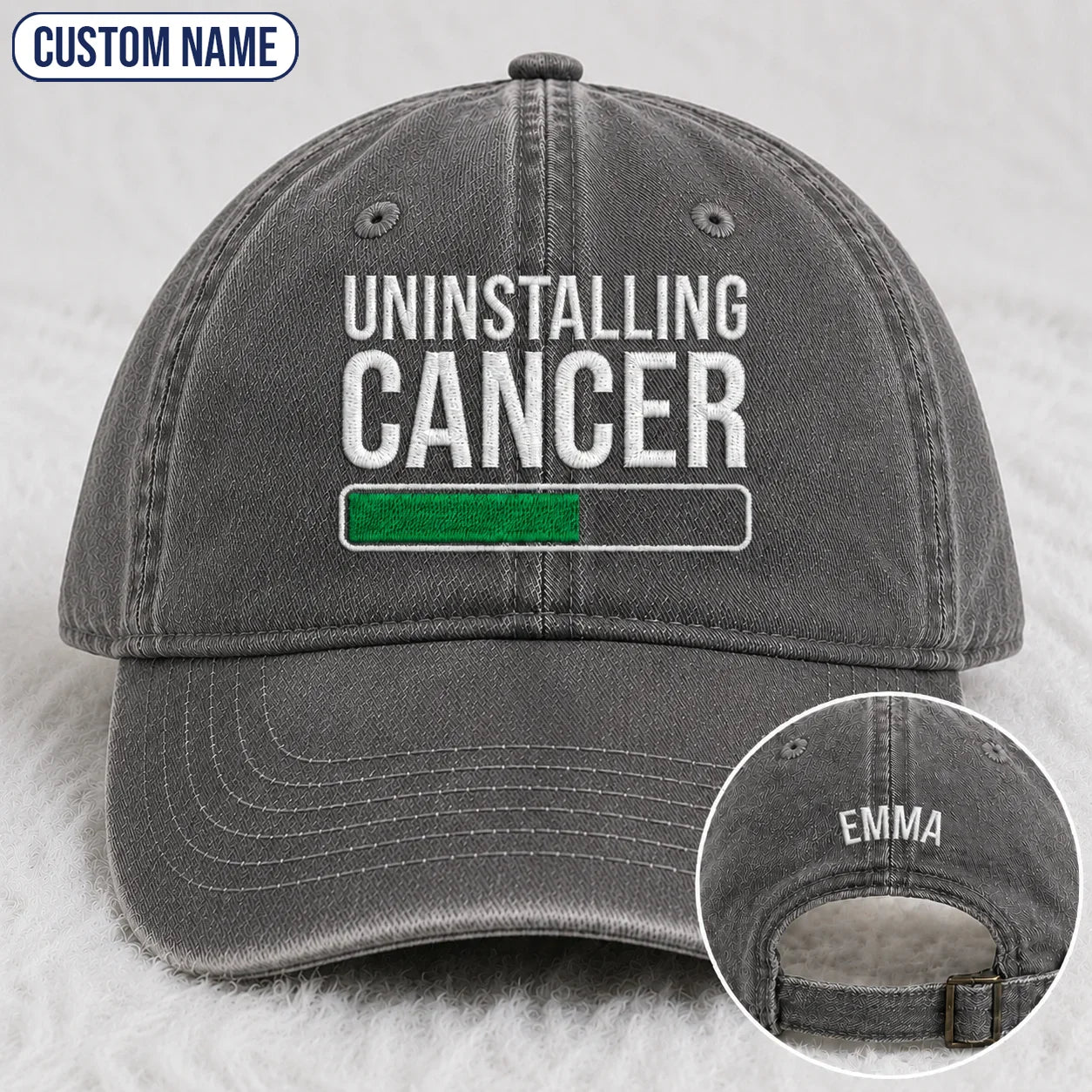 Personalized Uninstalling Progress Embroidered Washed Cap, Awareness Gift