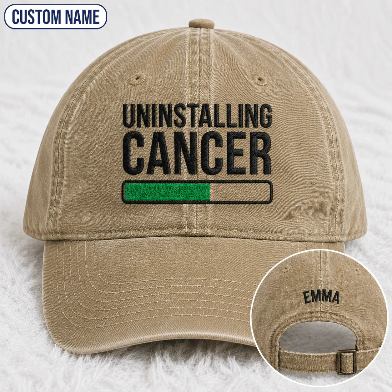 Personalized Uninstalling Progress Embroidered Washed Cap, Awareness Gift