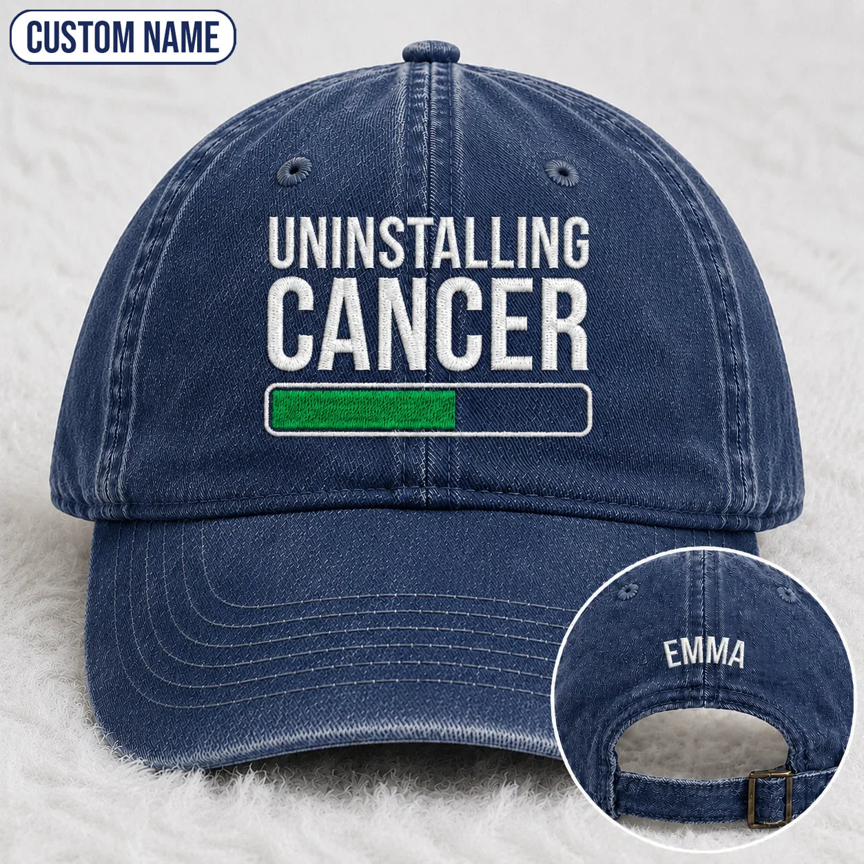 Personalized Uninstalling Progress Embroidered Washed Cap, Awareness Gift