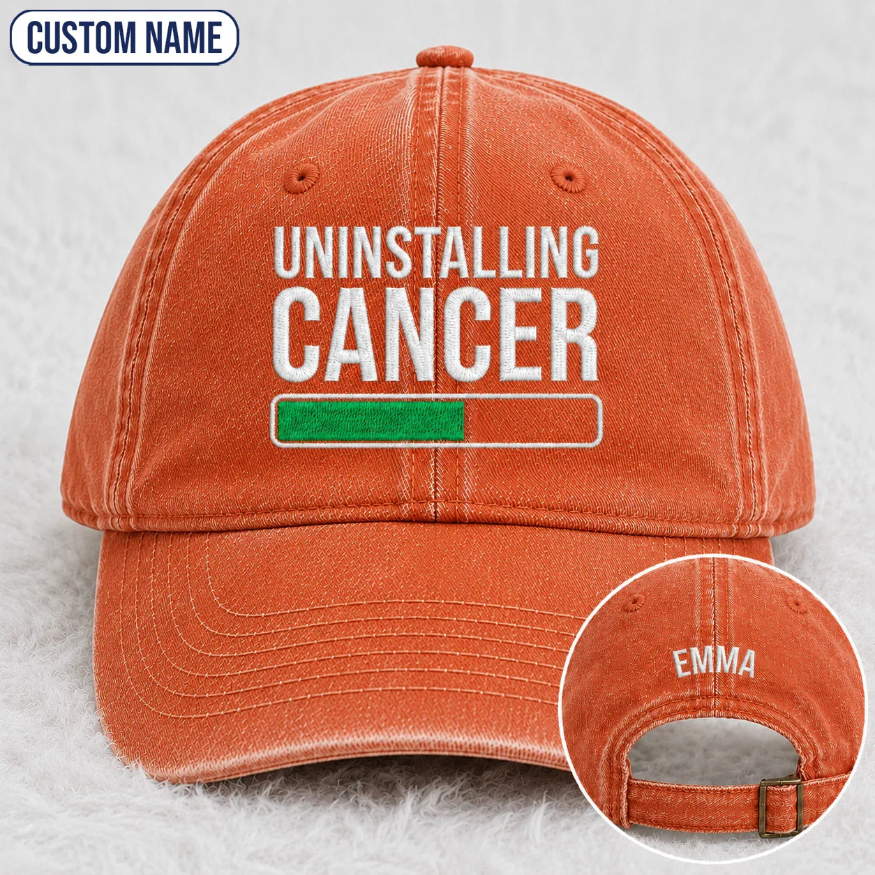 Personalized Uninstalling Progress Embroidered Washed Cap, Awareness Gift