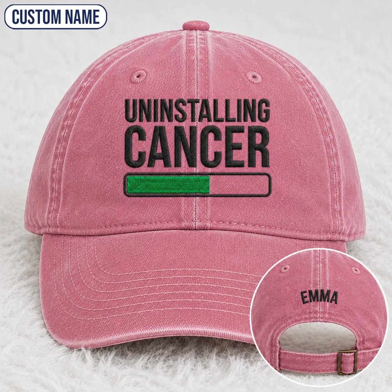 Personalized Uninstalling Progress Embroidered Washed Cap, Awareness Gift