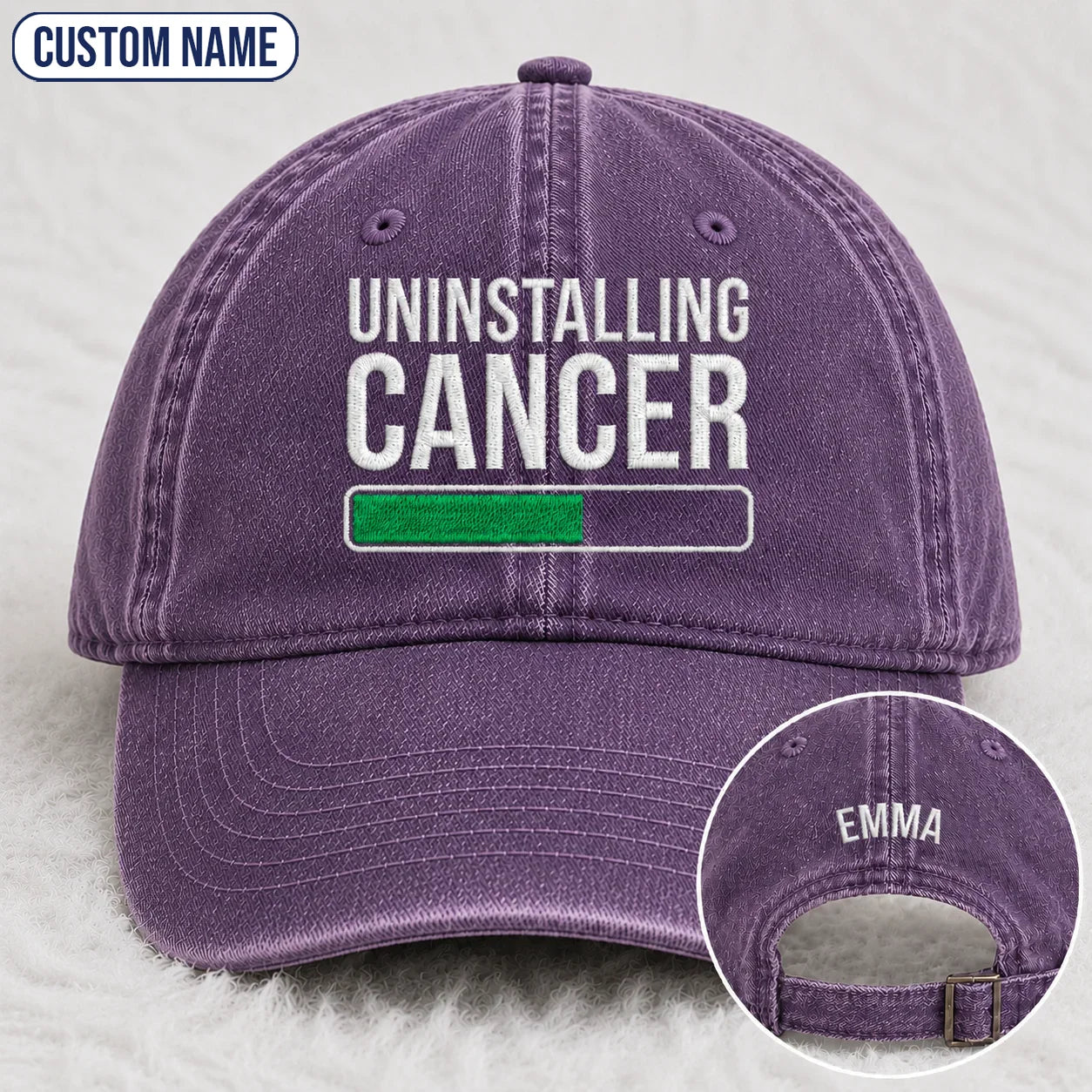 Personalized Uninstalling Progress Embroidered Washed Cap, Awareness Gift