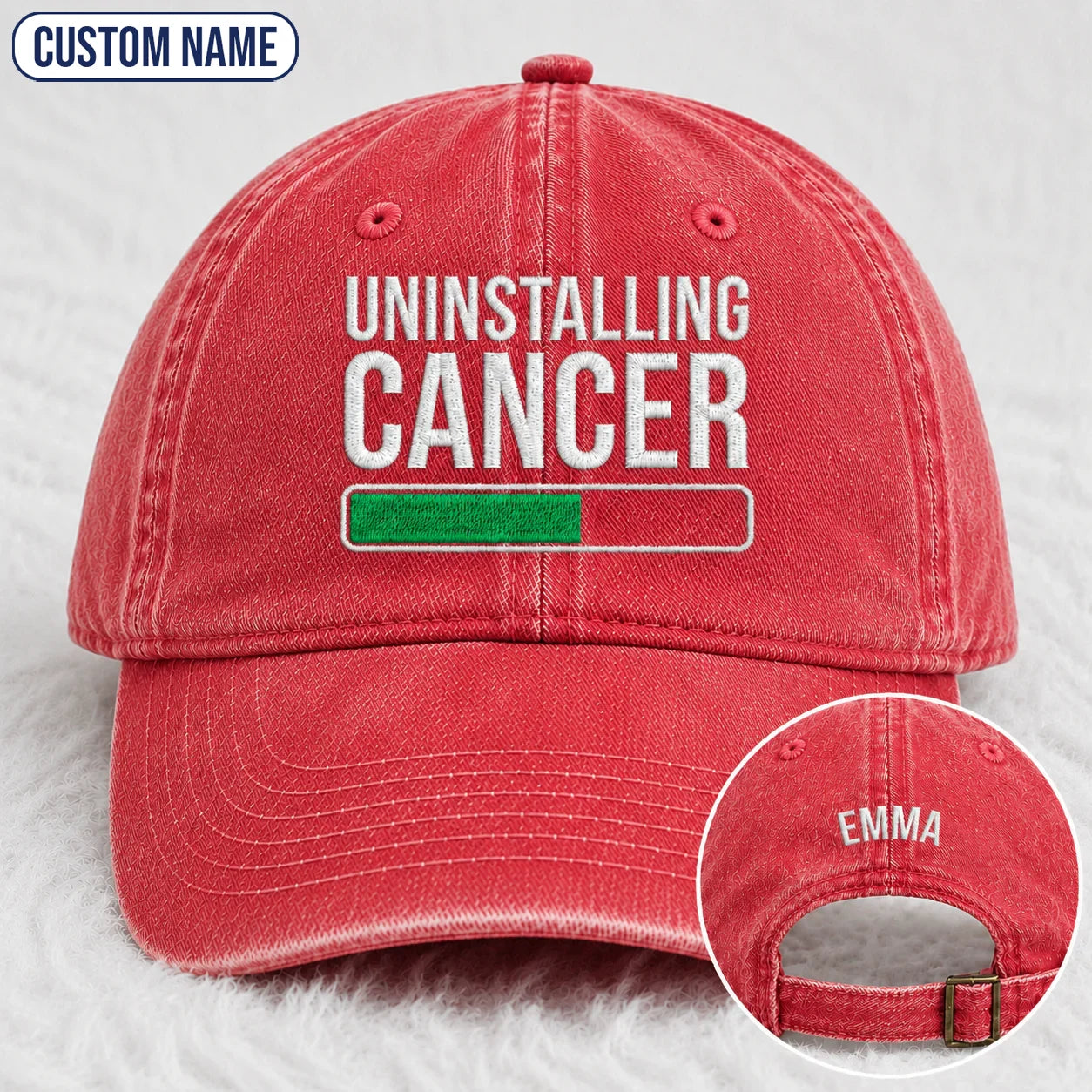 Personalized Uninstalling Progress Embroidered Washed Cap, Awareness Gift