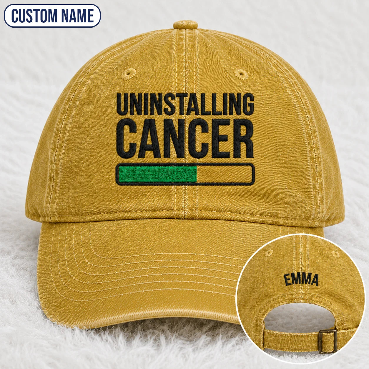 Personalized Uninstalling Progress Embroidered Washed Cap, Awareness Gift