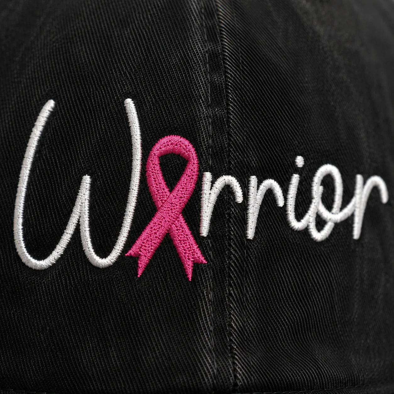Personalized Warrior Pink Ribbon Embroidered Washed Cap, Awareness Gift