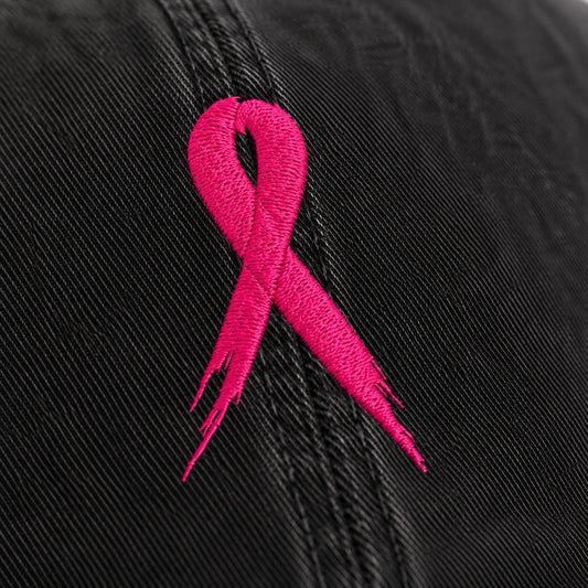 Personalized Pink Ribbon Embroidered Washed Cap, Awareness Gift
