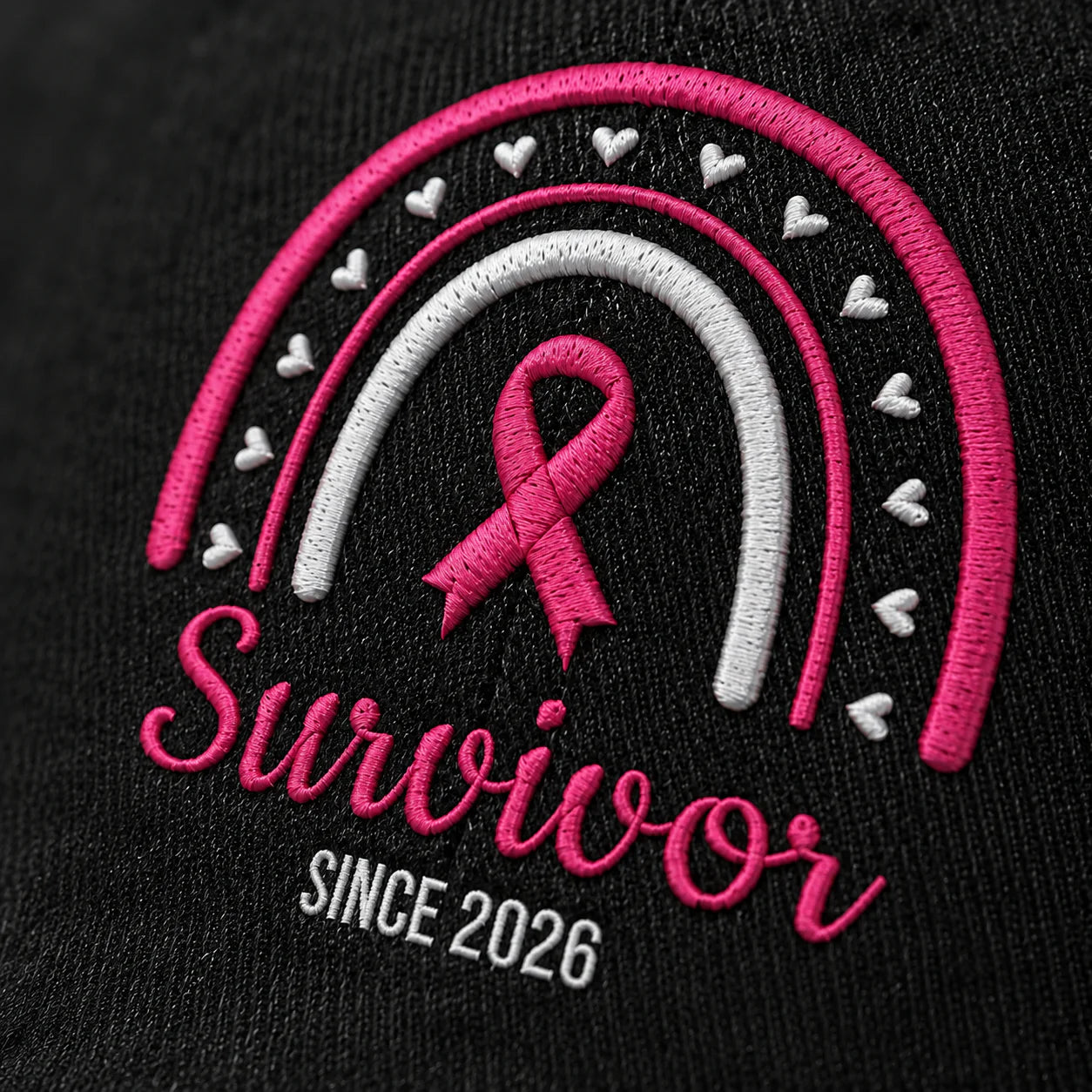 Personalized Name & Year Survivor Pink Ribbon Embroidered Washed Cap, Awareness Gift