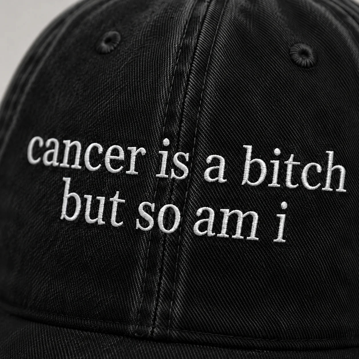 Personalized So Am I Pink Ribbon Quote Embroidered Washed Cap, Awareness Gift
