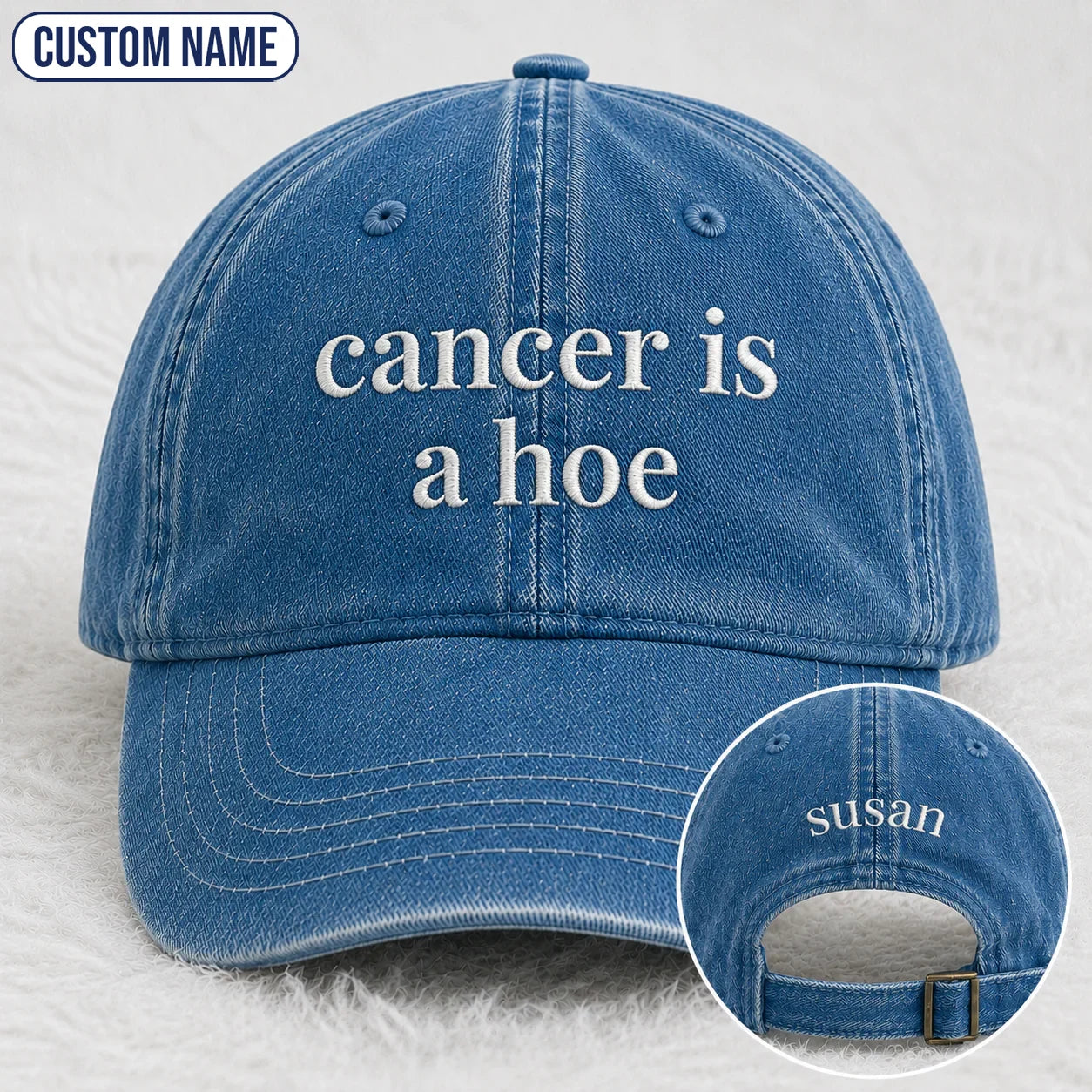 Personalized C Is A Hoe Quote Embroidered Washed Cap, Awareness Gift