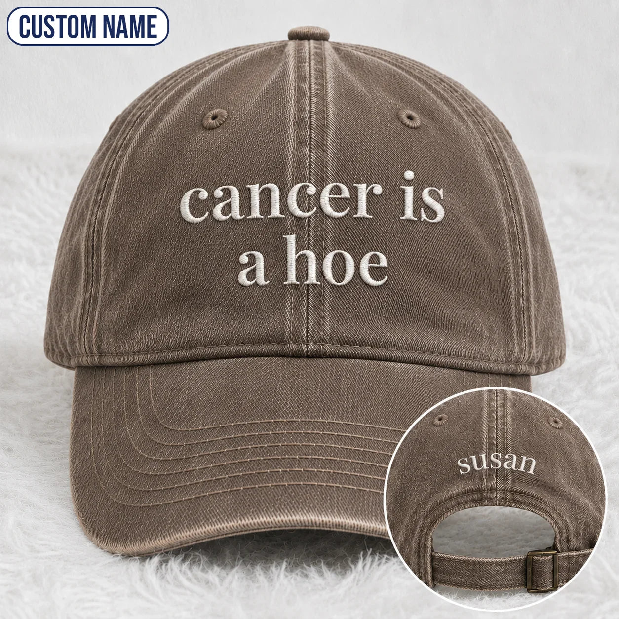 Personalized C Is A Hoe Quote Embroidered Washed Cap, Awareness Gift