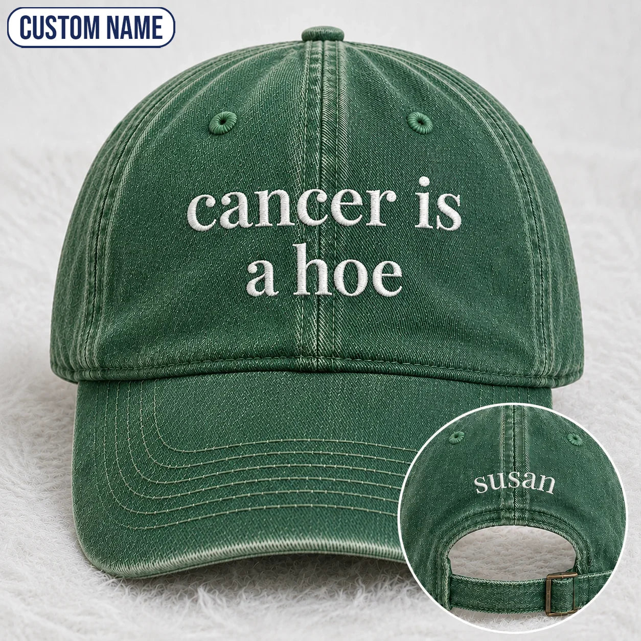 Personalized C Is A Hoe Quote Embroidered Washed Cap, Awareness Gift