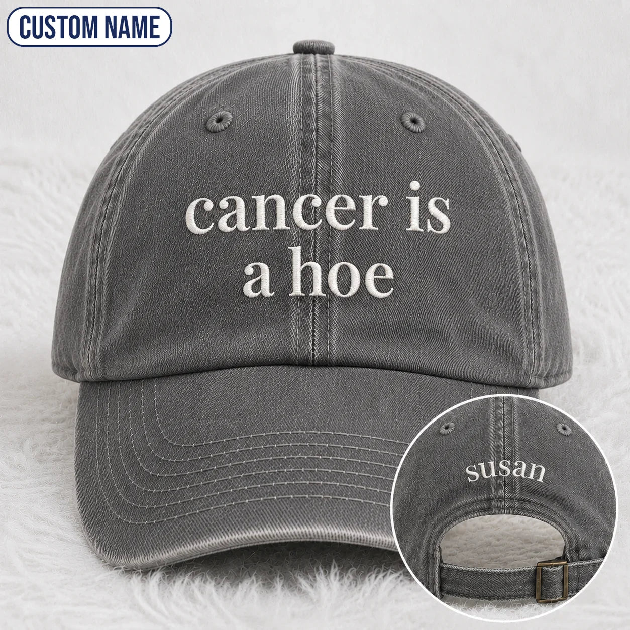 Personalized C Is A Hoe Quote Embroidered Washed Cap, Awareness Gift