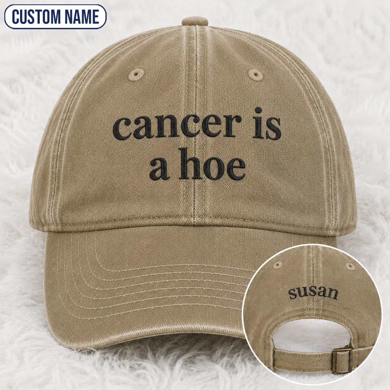 Personalized C Is A Hoe Quote Embroidered Washed Cap, Awareness Gift