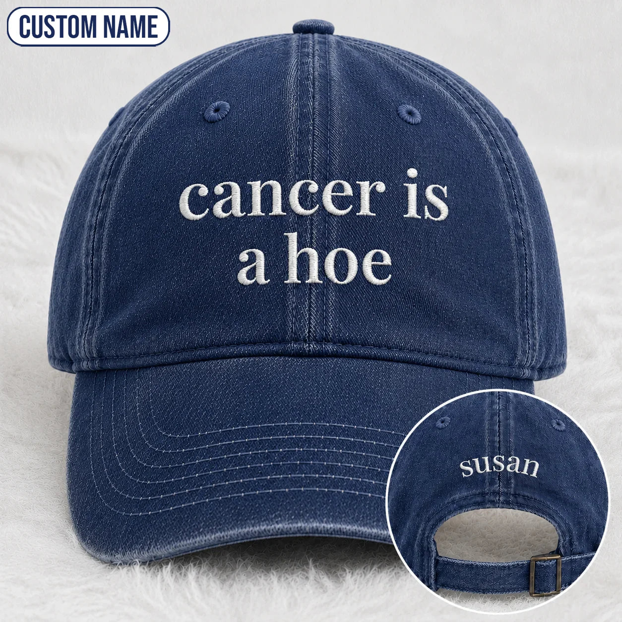 Personalized C Is A Hoe Quote Embroidered Washed Cap, Awareness Gift