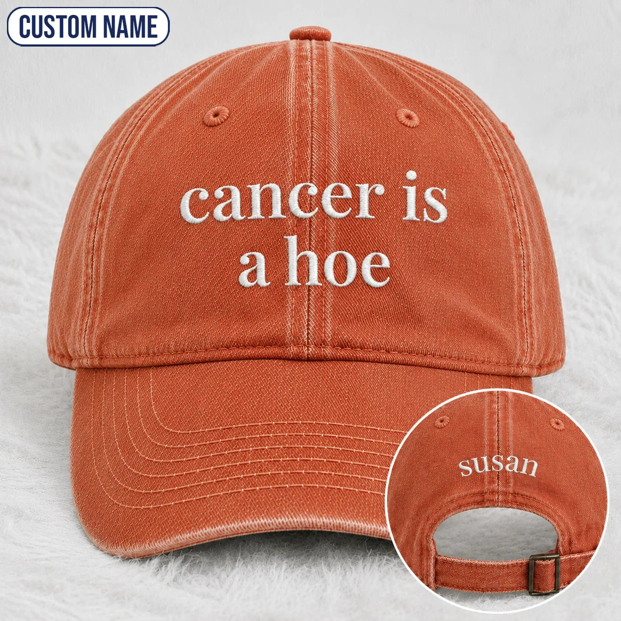 Personalized C Is A Hoe Quote Embroidered Washed Cap, Awareness Gift