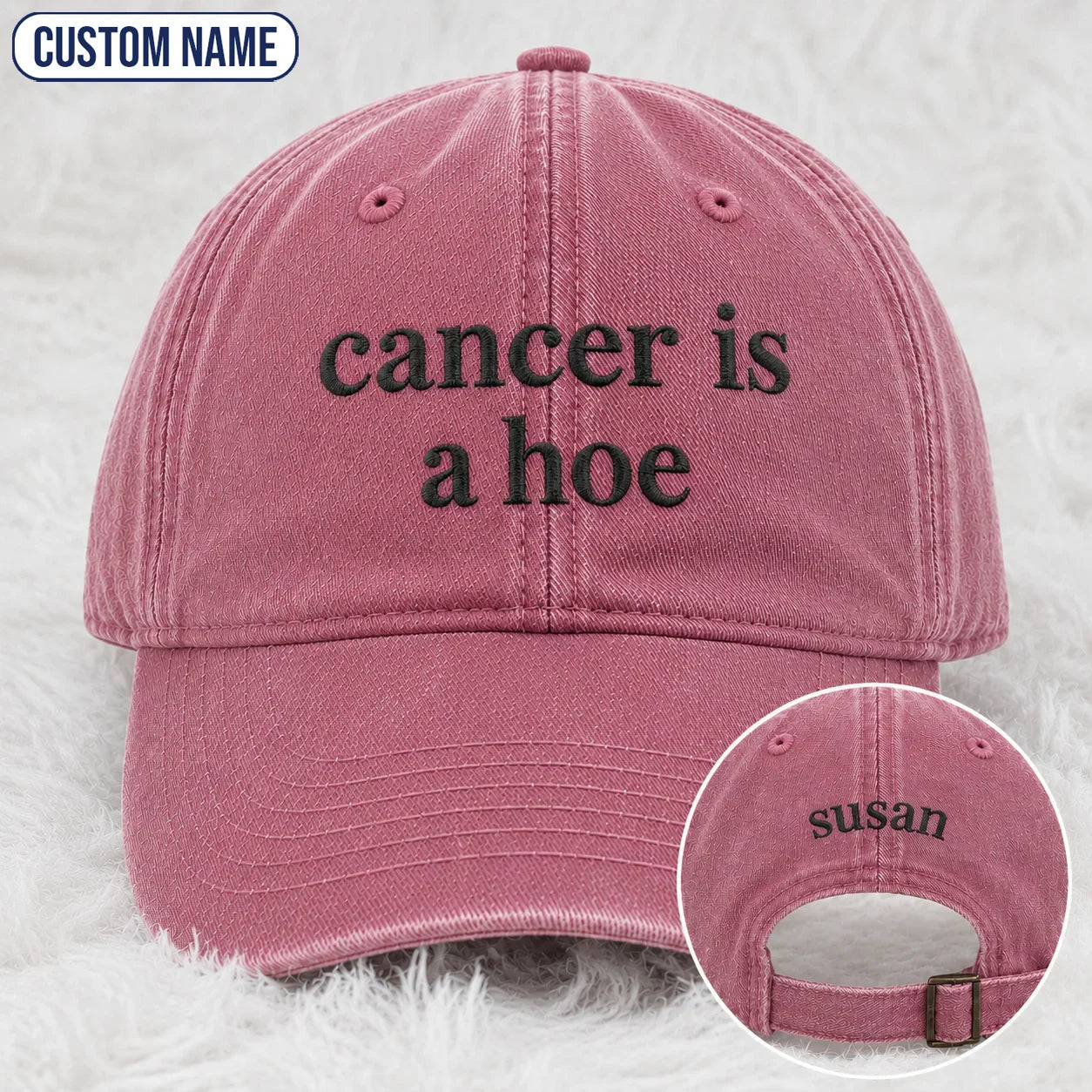 Personalized C Is A Hoe Quote Embroidered Washed Cap, Awareness Gift