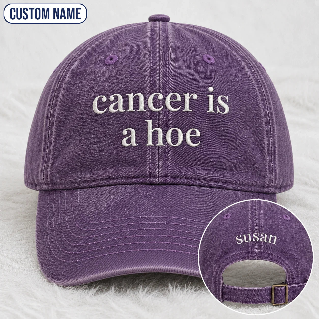 Personalized C Is A Hoe Quote Embroidered Washed Cap, Awareness Gift
