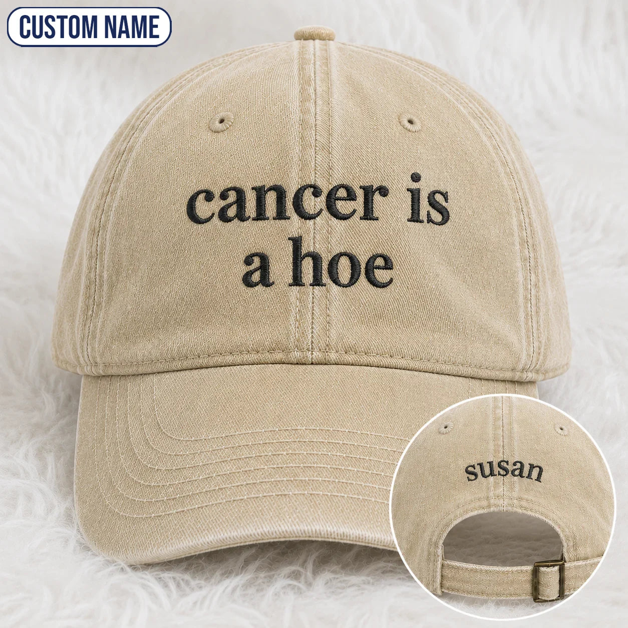 Personalized C Is A Hoe Quote Embroidered Washed Cap, Awareness Gift