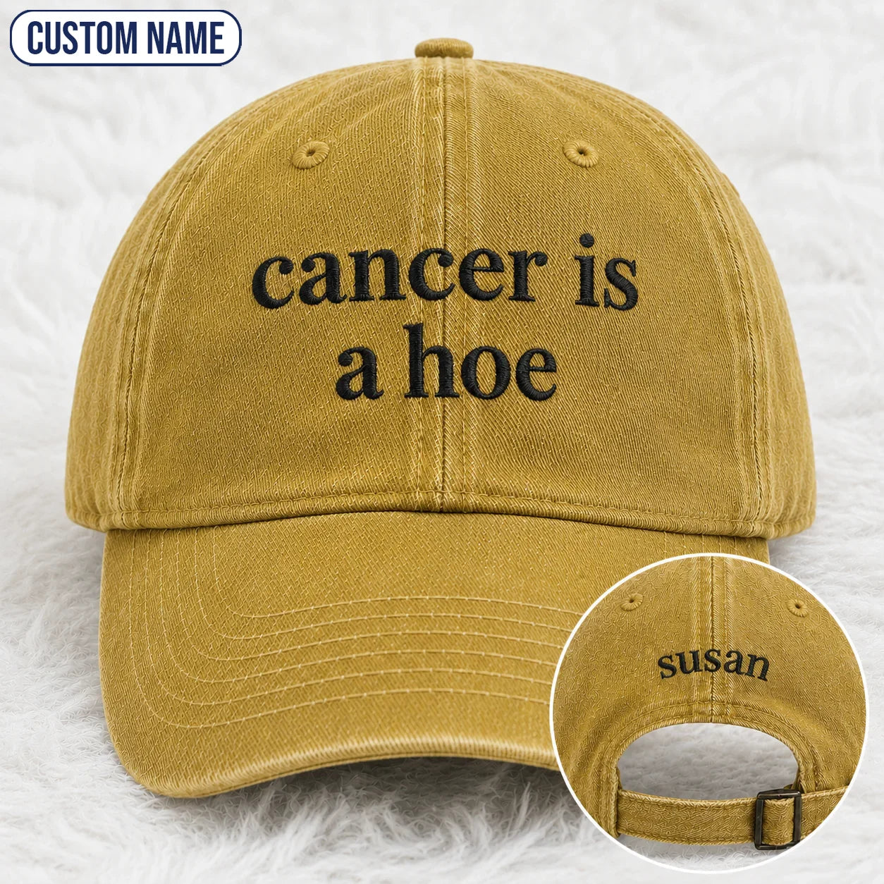 Personalized C Is A Hoe Quote Embroidered Washed Cap, Awareness Gift