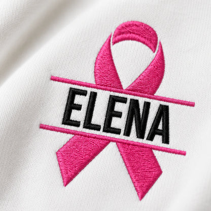 Personalized Pink Ribbon Embroidered Unisex Crewneck Sweatshirt, Awareness Gift