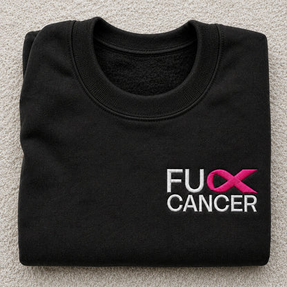 Personalized Bold Pink Ribbon Embroidered Unisex Crewneck Sweatshirt, Awareness Gift