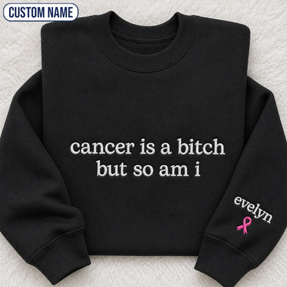 Personalized So Am I Embroidered Unisex Crewneck Sweatshirt, Pink Ribbon Awareness Gift