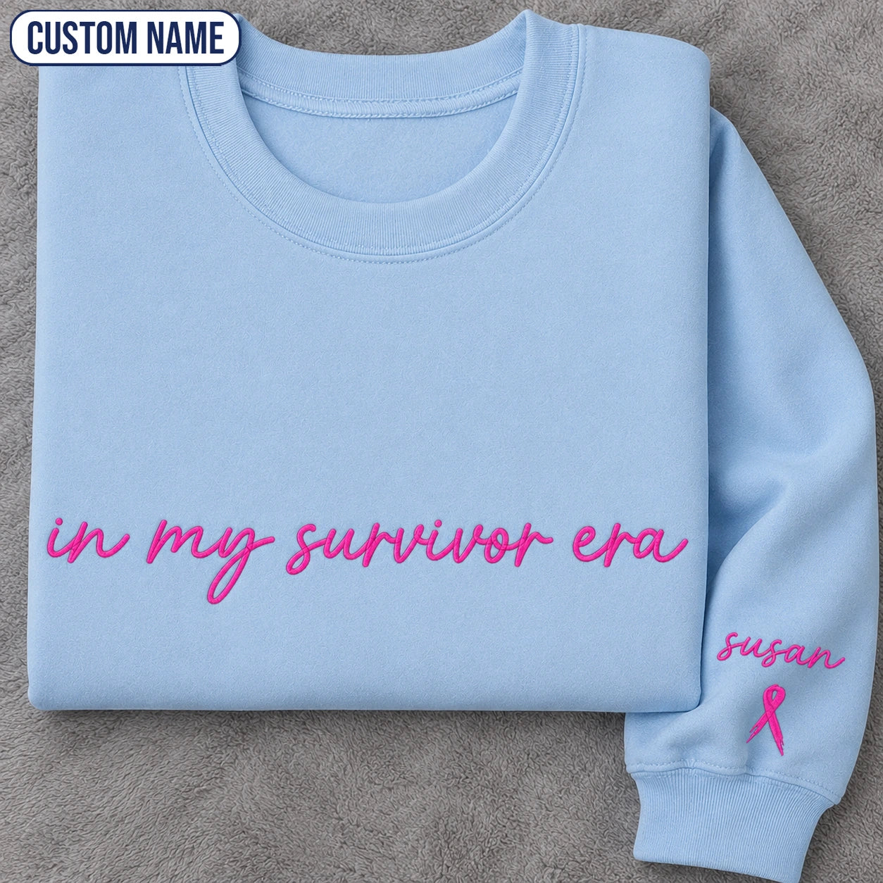 Personalized In My Era Embroidered Unisex Crewneck Sweatshirt, Pink Ribbon Awareness Gift