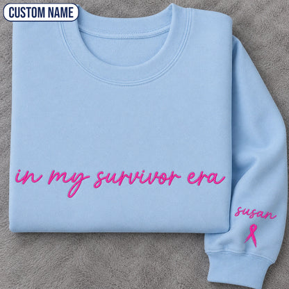 Personalized In My Era Embroidered Unisex Crewneck Sweatshirt, Pink Ribbon Awareness Gift