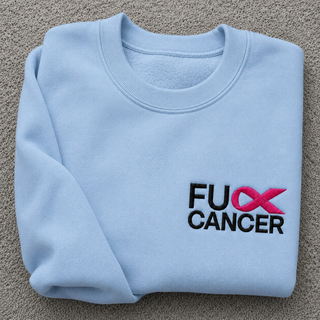 Personalized Bold Pink Ribbon Embroidered Unisex Crewneck Sweatshirt, Awareness Gift