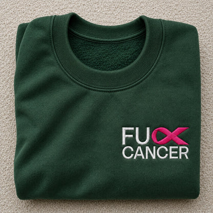 Personalized Bold Pink Ribbon Embroidered Unisex Crewneck Sweatshirt, Awareness Gift