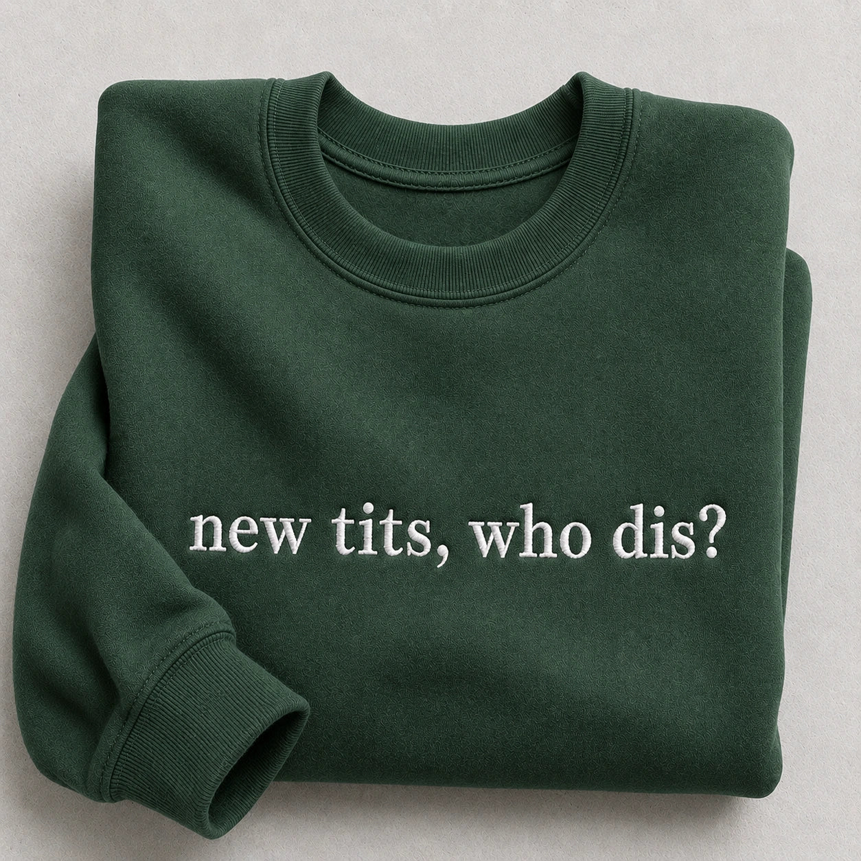 Who Dis? Embroidered Unisex Crewneck Sweatshirt, Pink Ribbon Awareness Gift