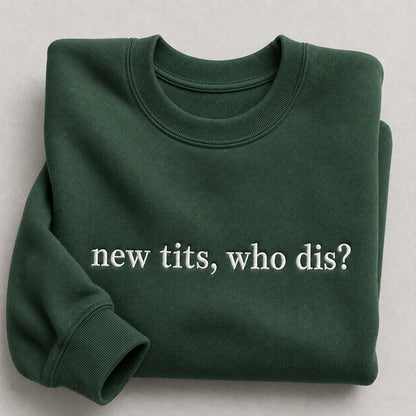 Who Dis? Embroidered Unisex Crewneck Sweatshirt, Pink Ribbon Awareness Gift