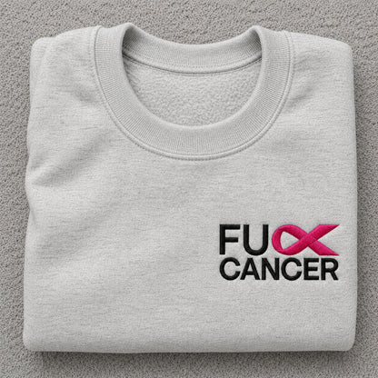 Personalized Bold Pink Ribbon Embroidered Unisex Crewneck Sweatshirt, Awareness Gift