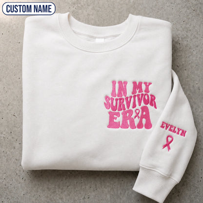 Personalized In My Era Embroidered Unisex Crewneck Sweatshirt, Pink Ribbon Awareness Gift