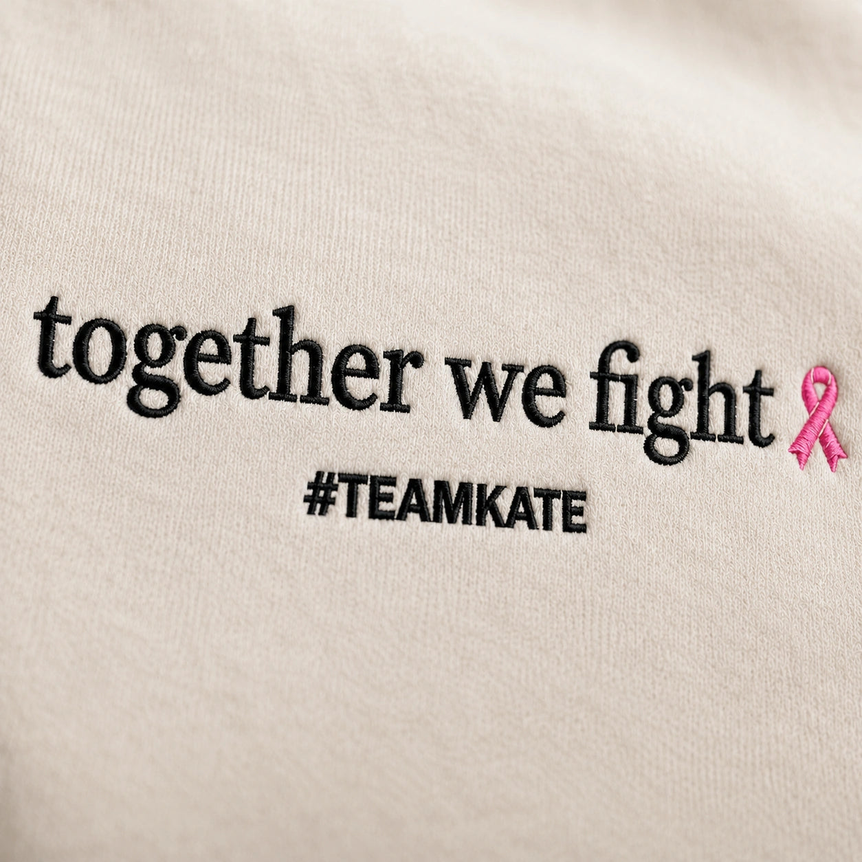 Personalized Together We Fight Embroidered Unisex Crewneck Sweatshirt, Pink Ribbon Awareness Gift