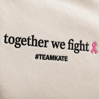Personalized Together We Fight Embroidered Unisex Crewneck Sweatshirt, Pink Ribbon Awareness Gift