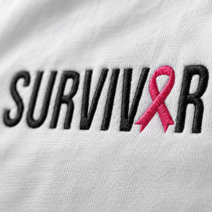 Personalized Pink Ribbon Name Embroidered Unisex Crewneck Sweatshirt, Awareness Gift