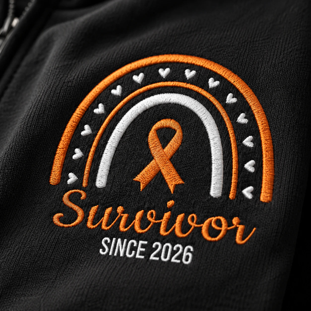 Personalized Orange Ribbon Inspired Name & Year Embroidered Unisex Quarter Zip Sweatshirt, Awareness Gift