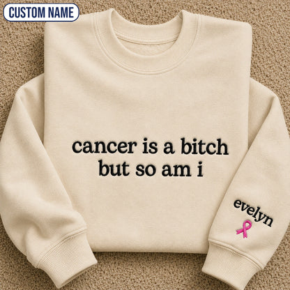 Personalized So Am I Embroidered Unisex Crewneck Sweatshirt, Pink Ribbon Awareness Gift