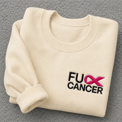 Personalized Bold Pink Ribbon Embroidered Unisex Crewneck Sweatshirt, Awareness Gift