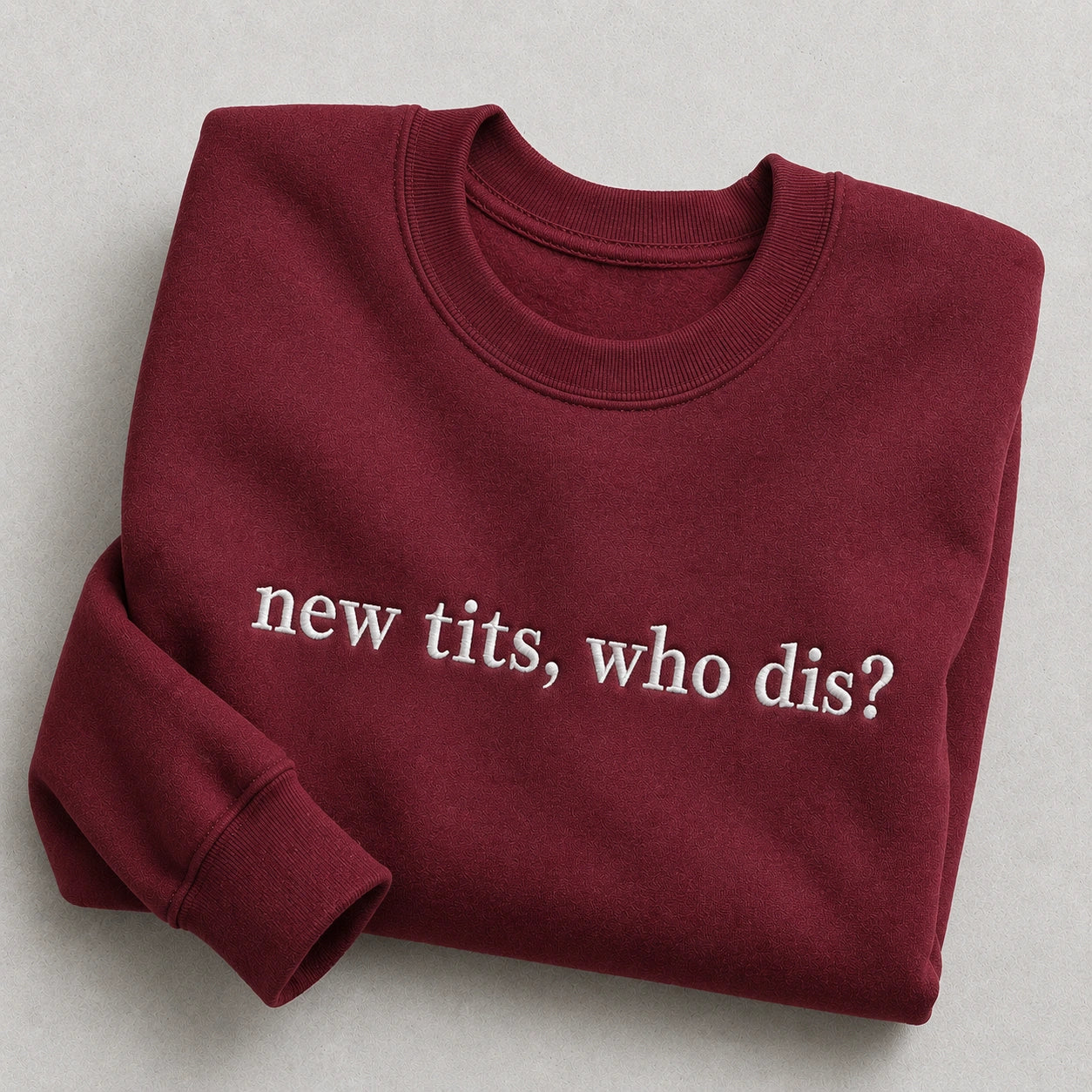 Who Dis? Embroidered Unisex Crewneck Sweatshirt, Pink Ribbon Awareness Gift
