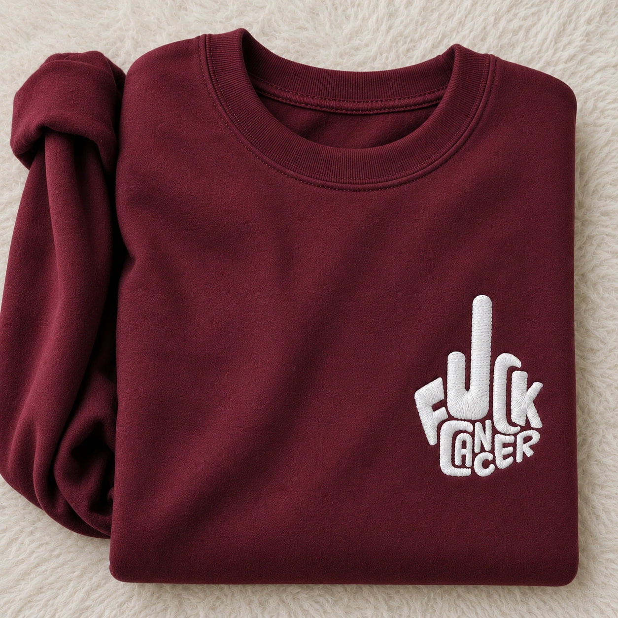 Bold Statement Embroidered Unisex Crewneck Sweatshirt, Pink Ribbon Awareness Gift