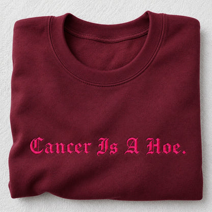 Personalized Sassy Pink Ribbon Quote Embroidered Unisex Crewneck Sweatshirt, Awareness Gift